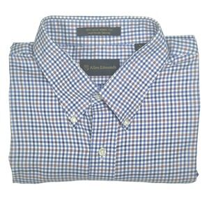 Allen Edmonds Button Down Shirt Mens XL Blue Gingham Wrinkle Free 503-45BU AE004